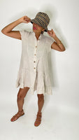 Linen Short Dress-Beige