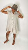 Linen Short Dress-Beige