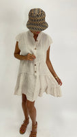 Linen Short Dress-Beige