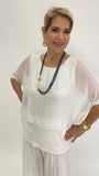 Sequin Silk Blouse-White