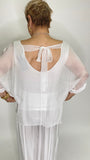 Silk Open Back Blouse-White