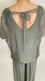 Silk Open Back Blouse-Olive Green