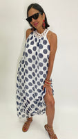 Polka Dot Print Silk Long Dress