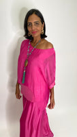 Sequin Silk Blouse-Fuchsia