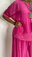 Sequin Silk Blouse-Fuchsia