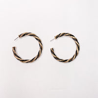 Black and Gold Hoops Earrings