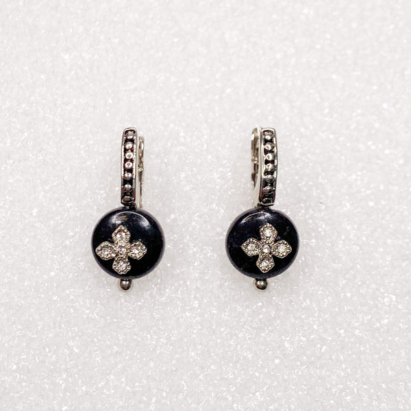 Oxidized Cross Drop Earrings