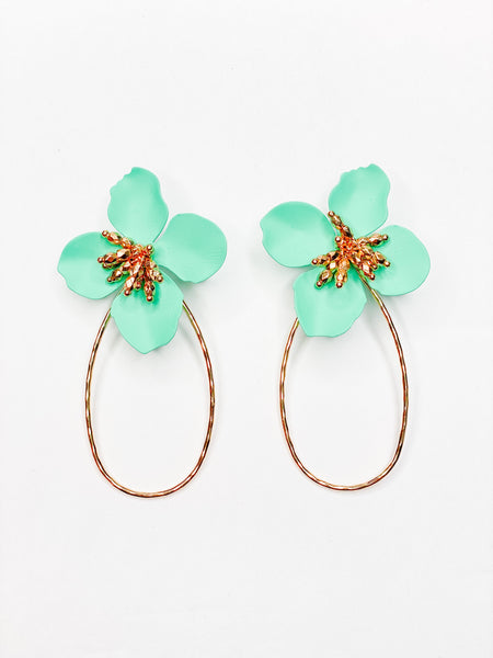 Aqua Flower Earrings