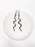 Thin Pewter Snake Earrings