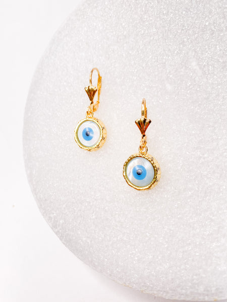 Small Evil Eye Pearl Earrings